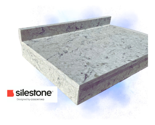 Mesada Silestone Pietra Cuarzo Vanitory 80cm X 40cm Mármol Azul Acero Marmol
