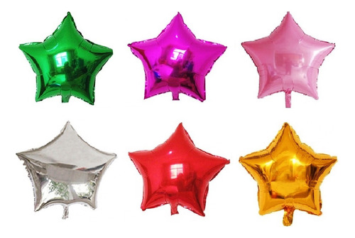 Pack 36 Globos Metálicos Estrellas Colores 45cm Con Varillas