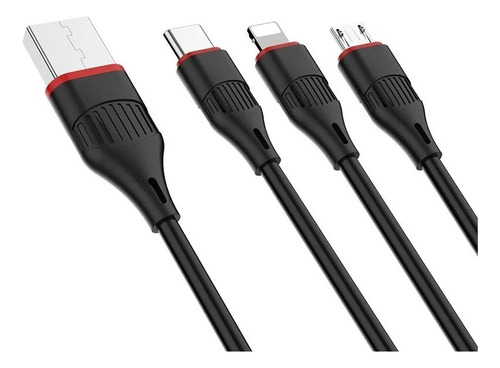 Cabo De Dados Kaidi 3x1 Usb C Micro Usb E 8 Pinos 1m