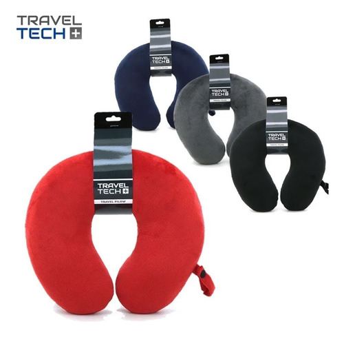 Almohada De Viaje Travel Tech 17014 Adulto Negro Liso Azul Liso
