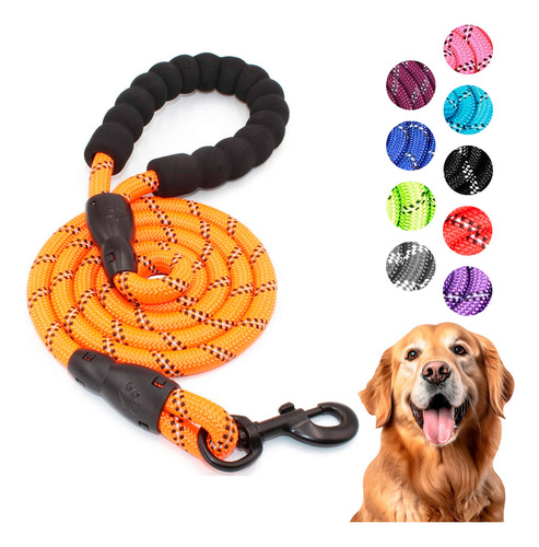 Vaner Correa Para Perro 1 5m Perros Pequeños Medianos y Grandes Color Naranja