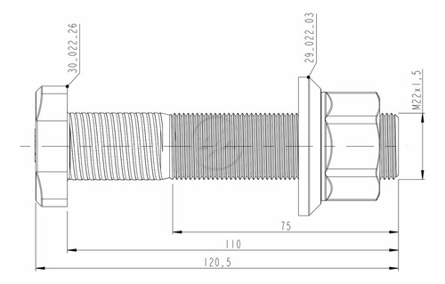 Kit 20 Parafuso Roda M22-1,5x110/120,5 Actros 2653 Ls 2021