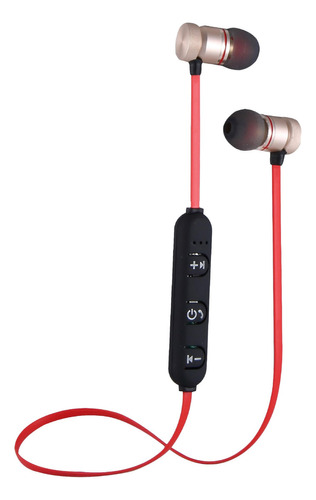 Auriculares Bluetooth Deportivos Recargables Usb Manos Libre Color Rojo