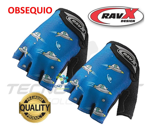 Casco Gw Dragonfly Ajustable + Guante Niño Niña Bicicleta