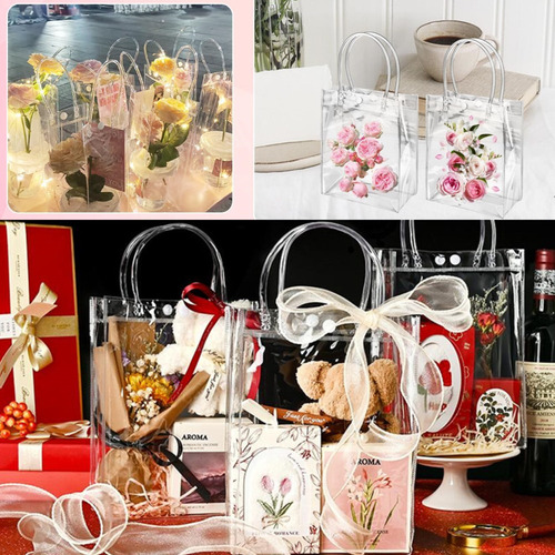 30pcs Bolsas De Regalo De Pvc Transparente Con Asas