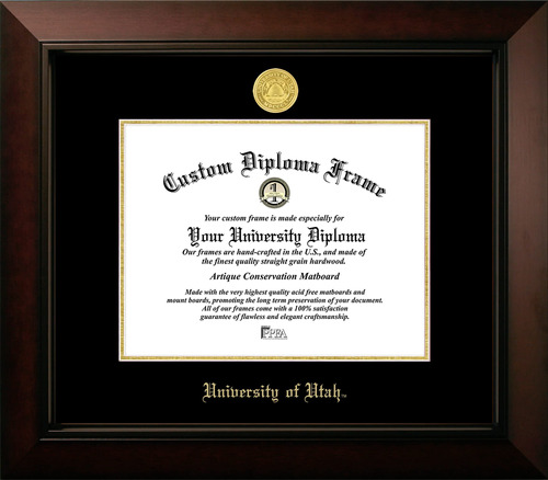 Marco Diploma Utah Utes - Negro Cereza Oro, Relieve