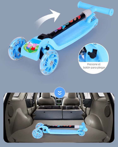 Patinete Infantil Plegable Con Asiento Y Ruedas Iluminadas Rosa