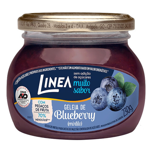 Linea Geléia Sem açúcar Blueberry em vidro sem glúten 230gr