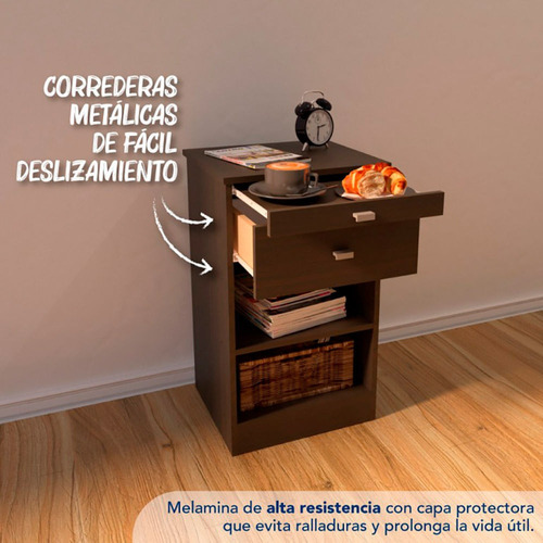 Imagen 4 de 5 de Mesa De Luz Con Desayunador Centro Estant Wengue