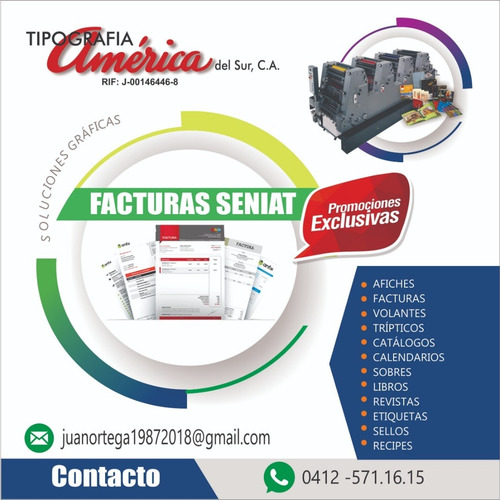Imagen 2 de 5 de Facturas , Facturas Seniat , Facturero Talonario De 50(1/2)