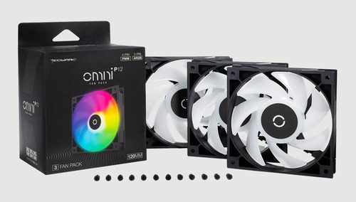 Imagen 2 de 9 de Pack Triple Coolers 120mm Pwm Argb Tecware Omni P12 Argb Kit