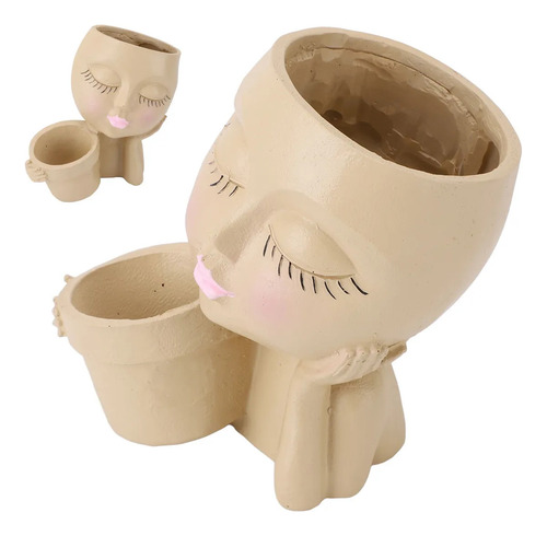 Maceta De Resina Con Forma De Cara, Resistente A La Decolora
