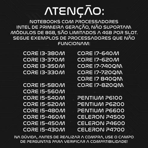 Memória Ram Notebook 8gb Ddr3 Pc3l 1600mhz 1.35v Ceamere Gamer Sodimm