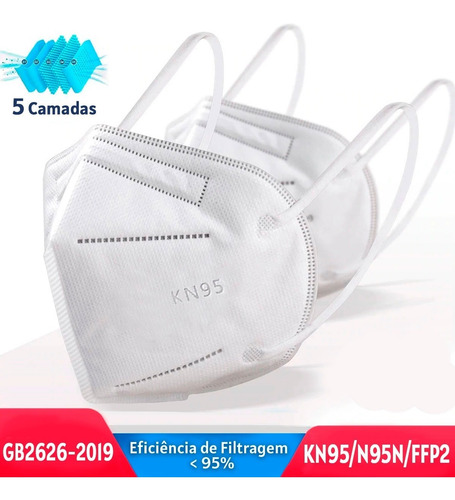 Imagem 4 de 9 de Kit 20 Mascaras Kn95 Proteção 5 Camada Respiratoria Pff2 N95