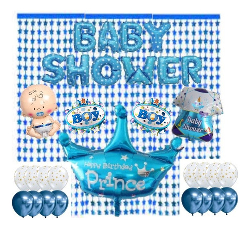 Set Globo Bebe Niña Azul Figuras Grandes Y Mediana 30 Pcs