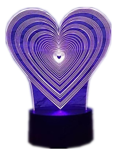Yougifts Para Forma De Corazón Led 3d Luz Nocturna Visual 7