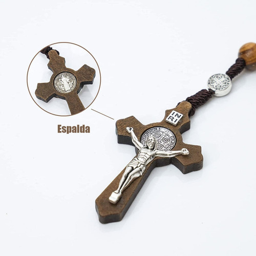 Imagen 7 de 8 de Rosario Católico Madera Con Medallas De San Benito