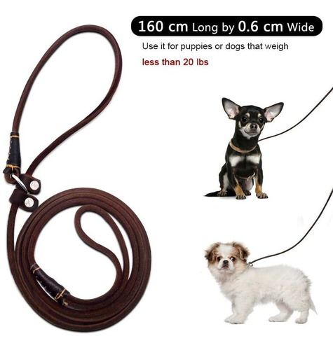 Wellbro Real Leather Slip Dog Leash, Super Thin And Adjustab