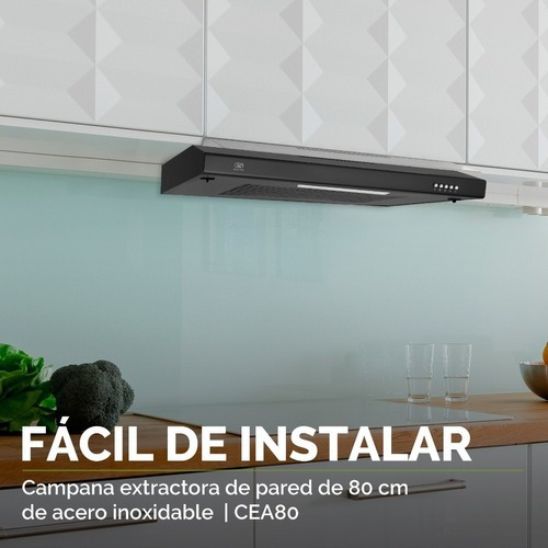 Avera Campana Extractora Para Cocina De Pared 80 Cm Cea80 Color Negro