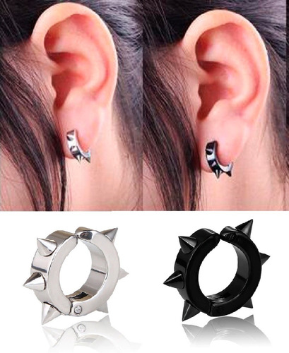 Aretes Presión Aro Acero Moda Estilo Urbano Piercing Unisex