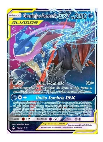 Carta Pokémon Greninja Gx Com Lote De 100 Cartas Originais em