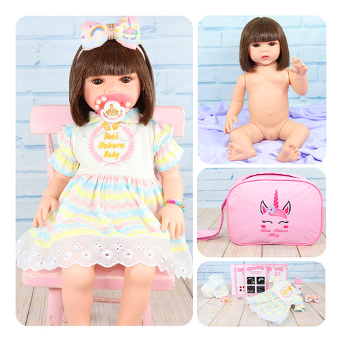 Bebe Reborn Eloise Boneca Infantil Menina Com Bolsa Original