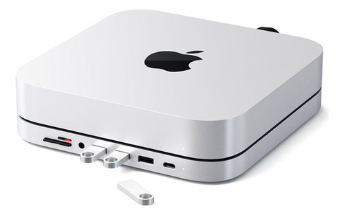 Hub Base Adaptador Usb-c Satechi 6 Portas P/ Apple Mac Mini Prata
