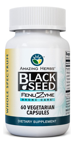 Amazing Herbs Black Seed Fenuzume Bronc-care, Cápsulas Vege