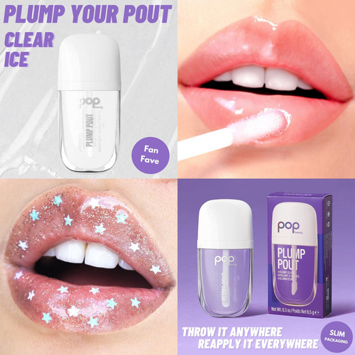Aceite Labial Pop Beauty Plump Pout, Transparente, Para Rell