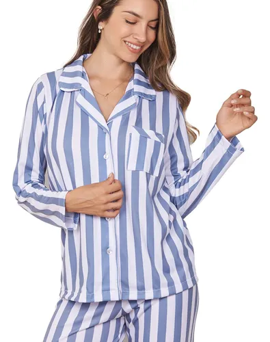 Pijama Jaia 24031e Atenea Camisa Botón Pantalón Recto