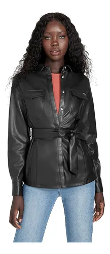 Chamarra negra guess mujer sale