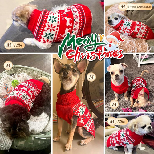 Sueter Para Perro Navideño Talla Xs Con Diseño De Copos Rojo