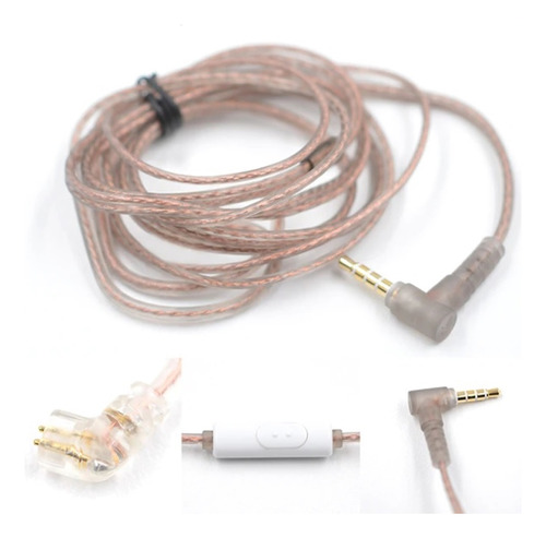 Cable Kz tipo C con micrófono para auriculares Mod. Zsn/Zsn Pro de color marrón