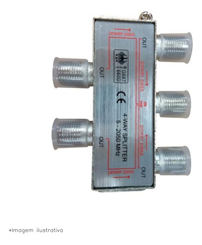 Divisor Cabo Coaxial Blindado Aubor 4x75 Digital 2050mhz