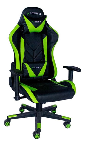 Cadeira Gamer Executiva Reclinável Em Couro Imediato Cor Verde Material Do Estofamento Couro Sintético
