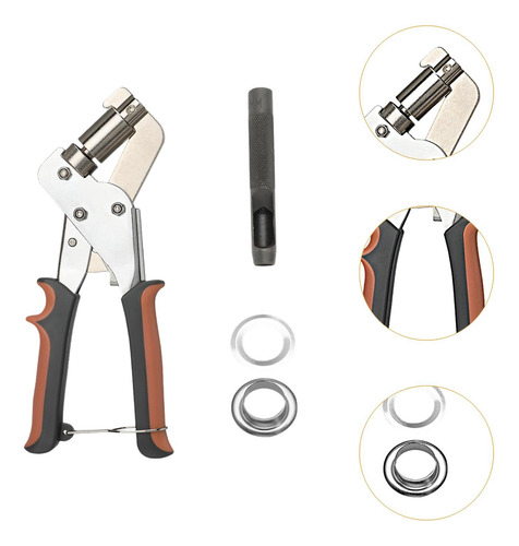 Kit De Herramientas De Alicates Para Ojales, Plata 100pcs