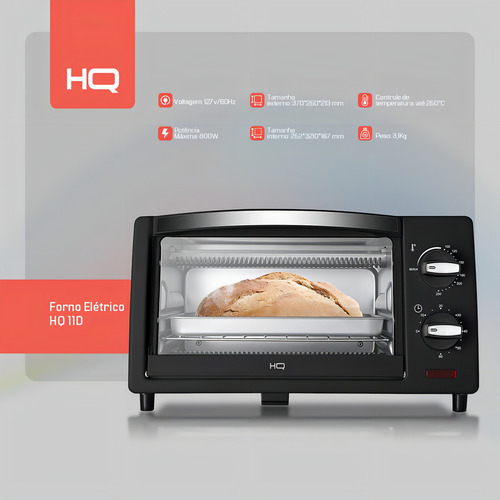 Horno eléctrico Hq de 11 litros HQ11d 800w negro 127v
