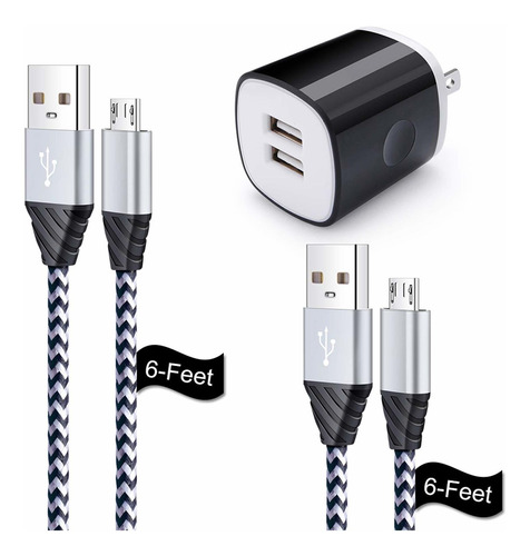 Cable Micro Usb Cargador Rapido 5.9 Ft Telefono Android