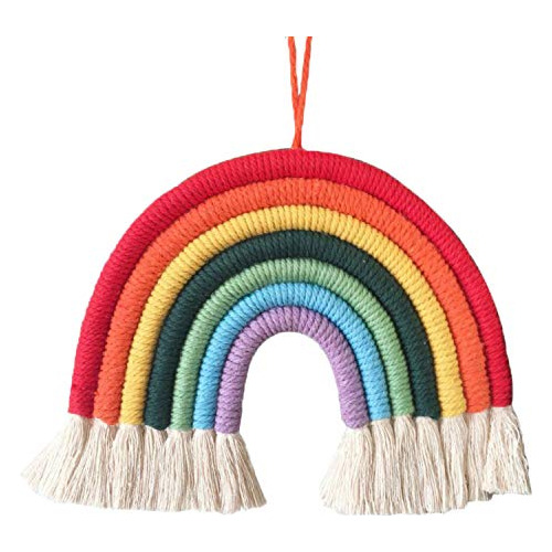 Colgante De Pared Arcoíris, Colgante De Macramé Tejid...