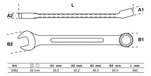 Llave Combinada Forma A Ángulo 15° 32 Milímetros Bgs