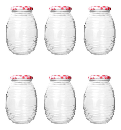 6 Frascos De Vidrio Con Tapa Conserva Barrilito 700 Ml Color Transparente