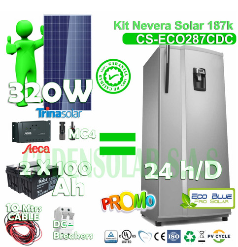 Nevera Solar Kit Completo 287 Ltrs. Garantizado