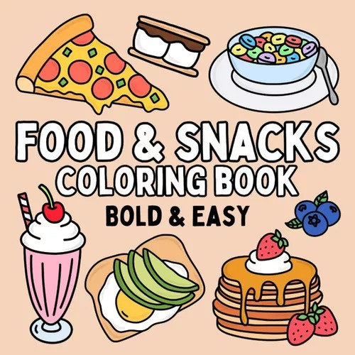 Food And Snacks Coloring Book Libro Para Colorear | Digital