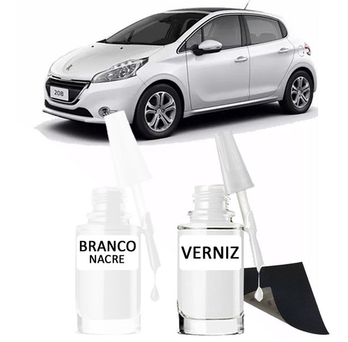 Tinta Tira Risco Automotivo Peugeot 208 Branco Nacre Peroliz