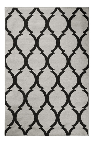 Tapete Geometrico Arabesco 100x150 Cm Lavavel Antiderrapante Cor Preto