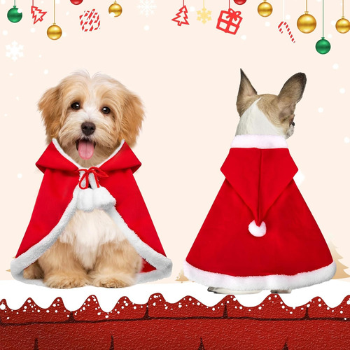 Disfraz Navidad Perro, Felpa Capa Navideño De Gato Con