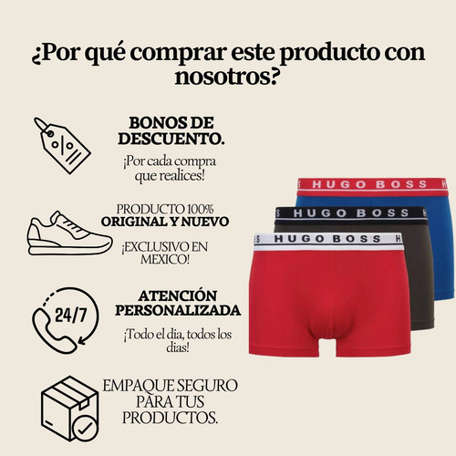 Boxer Trunk Hugo Boss 3 Pack Algodón Nuevo Y Original