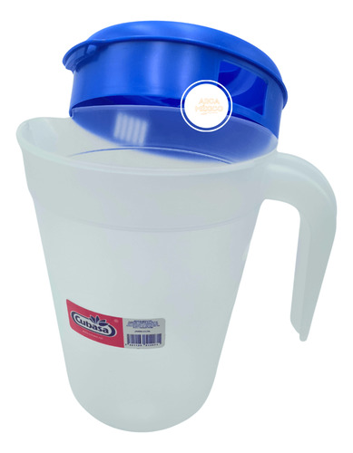 Jarra Graduada Plástico Durable Agua 4 L. Tapa Color Premium Color Azul