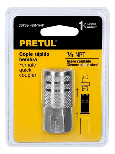 Acople Rápido De 1/4 Hembra Pretul 27028