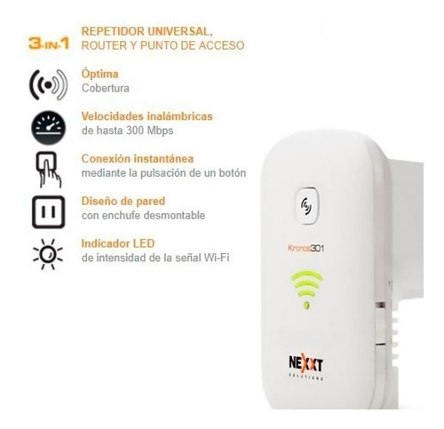 Imagen 7 de 8 de Extensor Wifi Repetidor Nexxt Kronos301 Amplificador 300mb/s